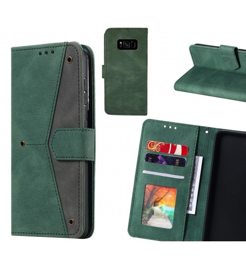 Galaxy S8 Plus Case Wallet Denim Leather Case Cover - Green