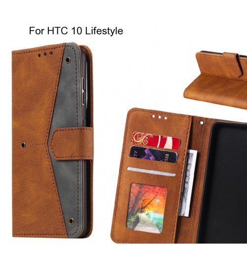 Htc 10 Lifestyle Case Wallet Denim Leather Case Cover - Brown
