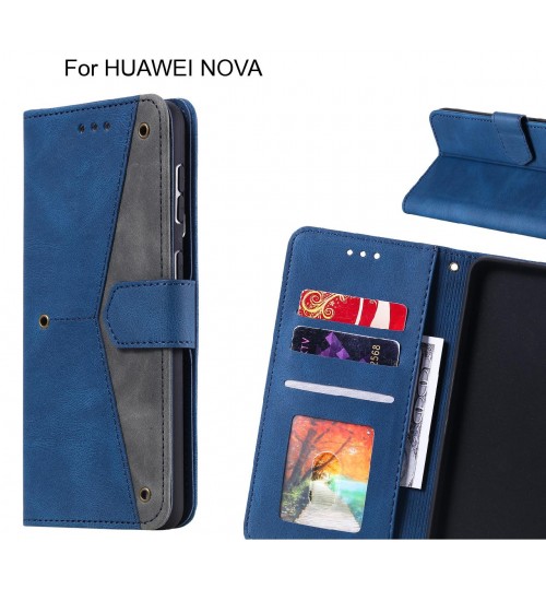 Huawei Nova Case Wallet Denim Leather Case Cover - Blue