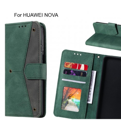 Huawei Nova Case Wallet Denim Leather Case Cover - Green