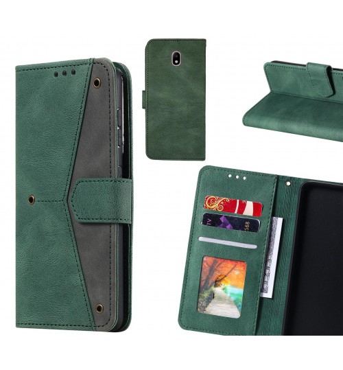 J7 Pro 2017 Case Wallet Denim Leather Case Cover - Green