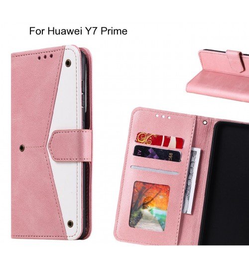 Huawei Y7 Prime Case Wallet Denim Leather Case Cover - Pink