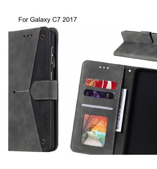Galaxy C7 2017 Case Wallet Denim Leather Case Cover