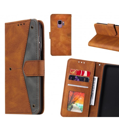 Galaxy S9 Case Wallet Denim Leather Case Cover - Brown