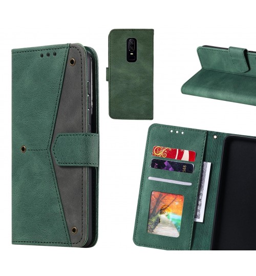Oneplus 6 Case Wallet Denim Leather Case Cover - Green