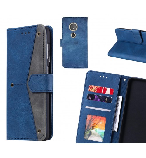 Moto E5 Case Wallet Denim Leather Case Cover - Blue
