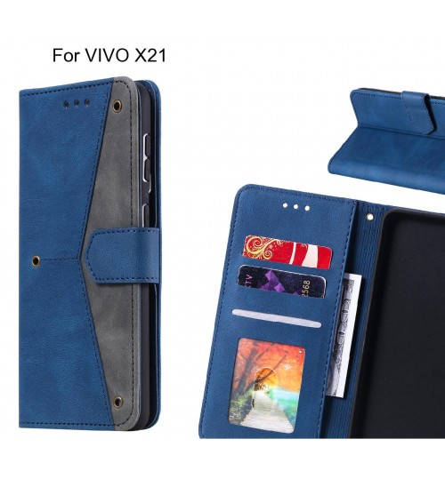 Vivo X21 Case Wallet Denim Leather Case Cover - Blue