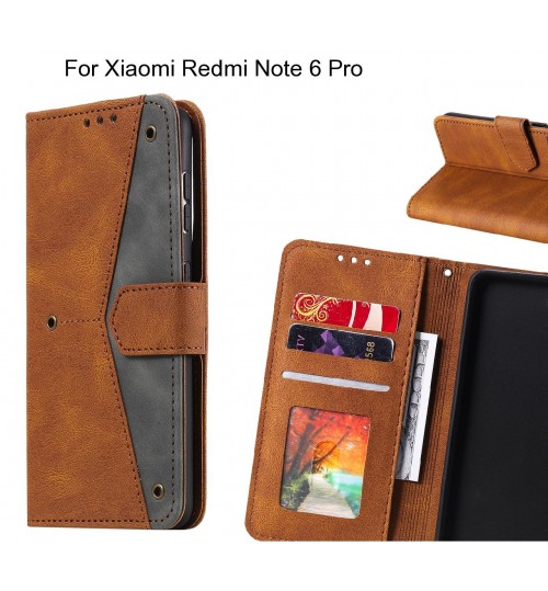 Xiaomi Redmi Note 6 Pro Case Wallet Denim Leather Case Cover - Brown