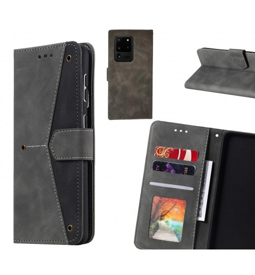 Galaxy S20 Ultra Case Wallet Denim Leather Case Cover - Black