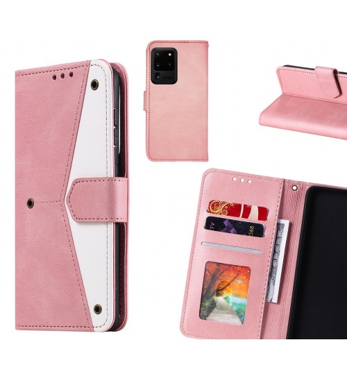 Galaxy S20 Ultra Case Wallet Denim Leather Case Cover - Pink
