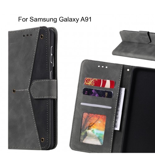 Samsung Galaxy A91 Case Wallet Denim Leather Case Cover - Black
