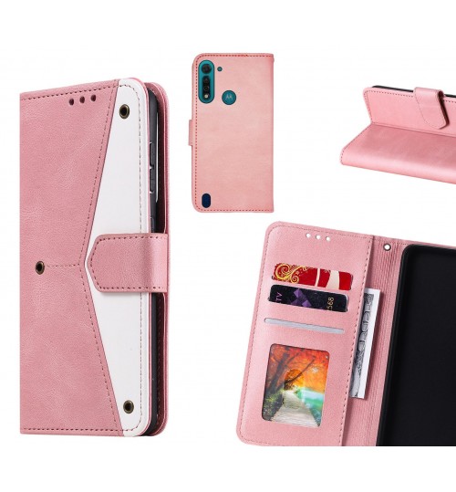 Moto G8 Power Lite Case Wallet Denim Leather Case Cover - Pink