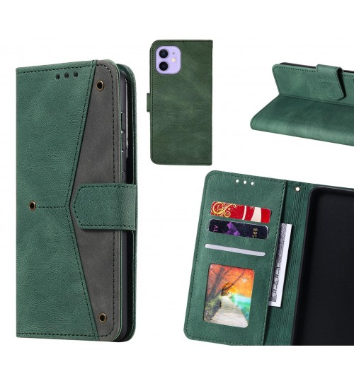 Iphone 12 Mini Case Wallet Denim Leather Case Cover - Green