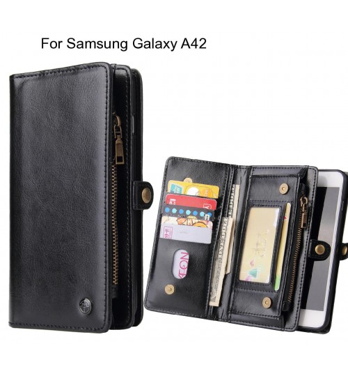 Samsung Galaxy A42 Case Retro leather case multi cards cash pocket