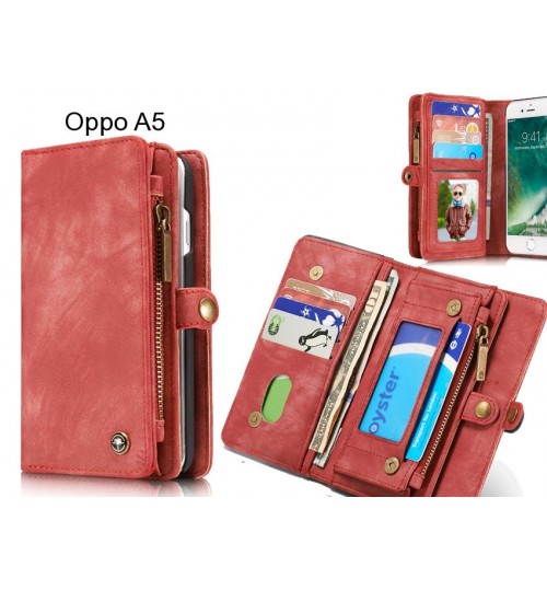 Oppo A5 Case Retro leather case multi cards cash pocket &amp; zip