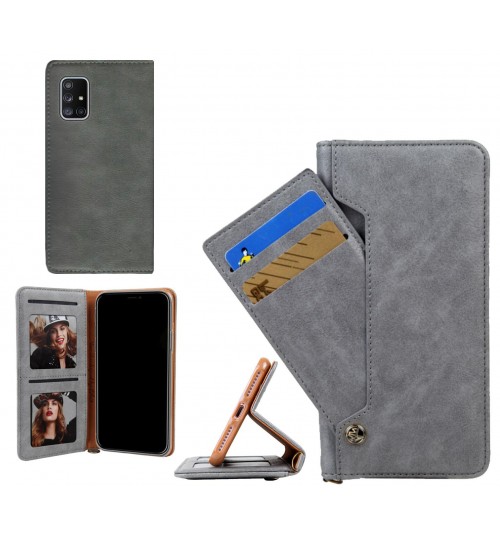 Galaxy A71 4g Case Slim Leather Wallet Case 4 Cards 2 Id Magnet - Grey