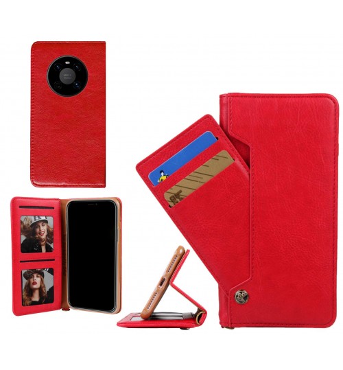 Huawei Mate 40 Case Slim Leather Wallet Case 4 Cards 2 Id Magnet - Red