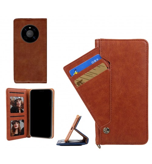 Huawei Mate 40 Case Slim Leather Wallet Case 4 Cards 2 Id Magnet - Brown