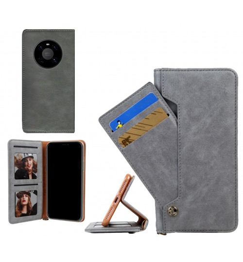 Huawei Mate 40 Case Slim Leather Wallet Case 4 Cards 2 Id Magnet - Grey