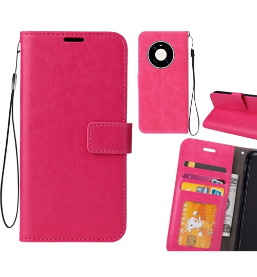 Huawei Mate 40 Pro Case Fine Leather Wallet Case - Hot Pink
