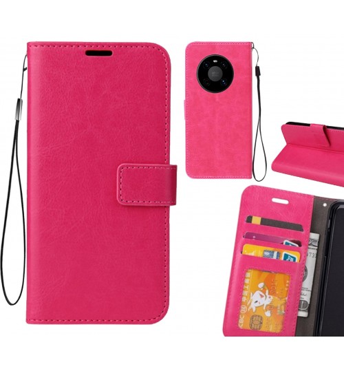 Huawei Mate 40 Case Fine Leather Wallet Case - Hot Pink
