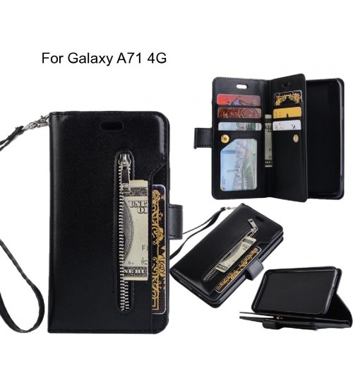 Galaxy A71 4g Case 10 Cards Slots Wallet Leather Case With Zip - Black