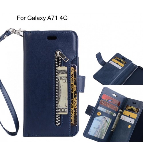 Galaxy A71 4g Case 10 Cards Slots Wallet Leather Case With Zip - Blue