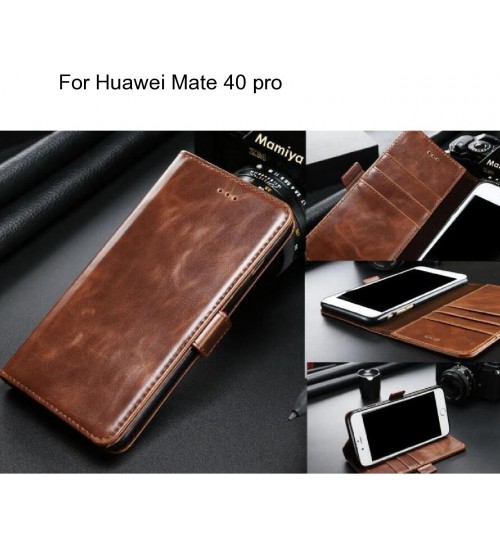 Huawei Mate 40 Pro Case Executive Leather Wallet Case - Brown
