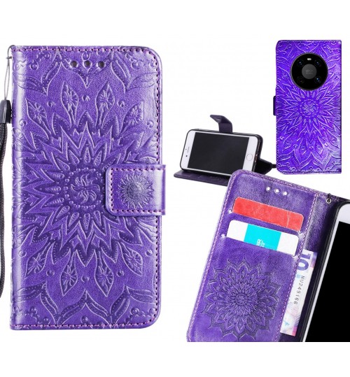 Huawei Mate 40 Case Leather Wallet case embossed sunflower pattern