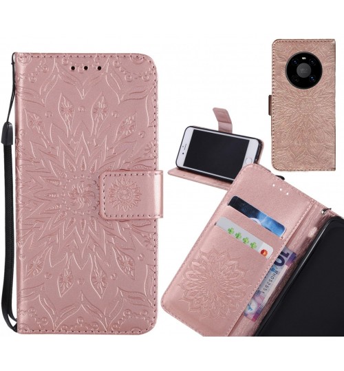 Huawei Mate 40 Case Leather Wallet case embossed sunflower pattern