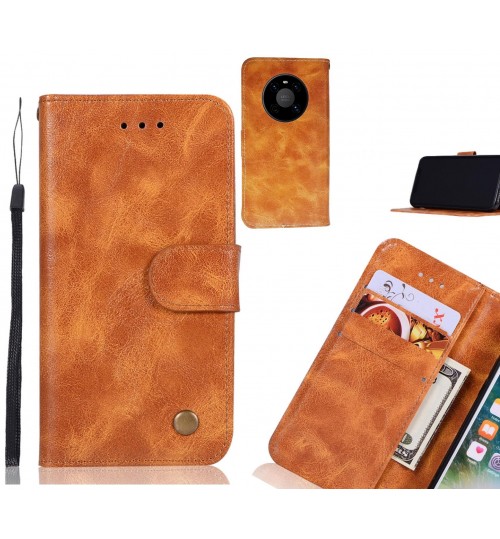 Huawei Mate 40 Case Vintage Fine Leather Wallet Case - Brown