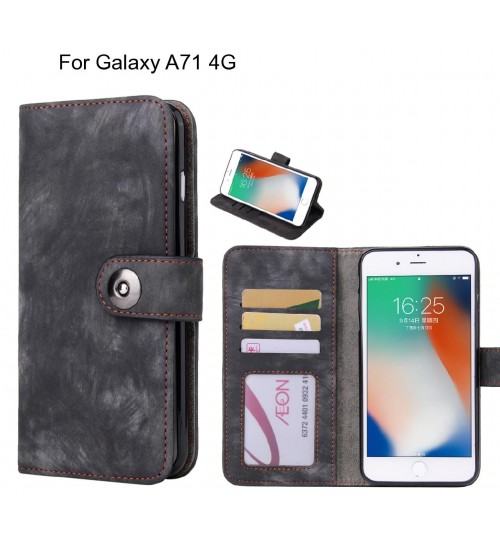 Galaxy A71 4g Case Retro Leather Wallet Case - Black