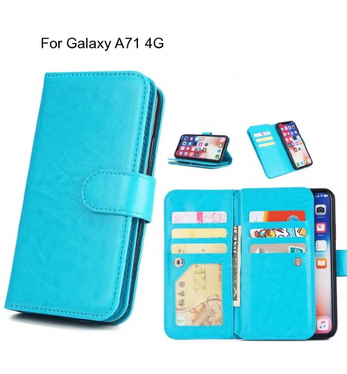 Galaxy A71 4g Case Triple Wallet Leather Case 9 Card Slots - Blue