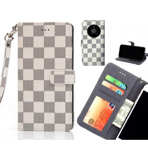 Huawei Mate 40 Case Grid Wallet Leather Case - White