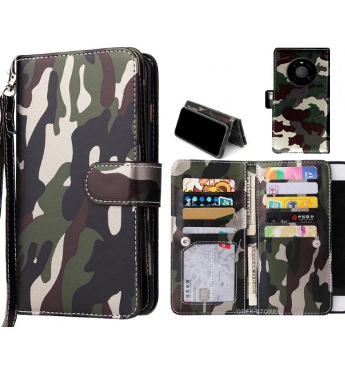Huawei Mate 40 Case Camouflage Wallet Leather Case - Green