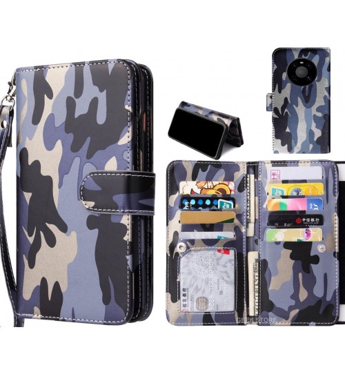 Huawei Mate 40 Case Camouflage Wallet Leather Case - Grey