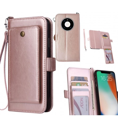 Huawei Mate 40 Pro Case Retro Leather Wallet Case - Rose Gold