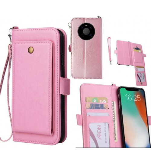 Huawei Mate 40 Case Retro Leather Wallet Case - Pink