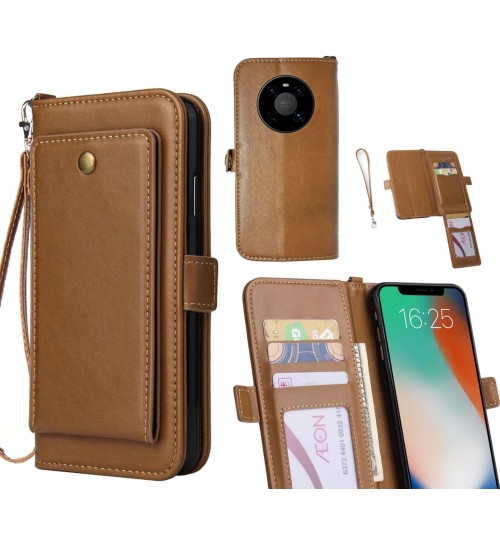 Huawei Mate 40 Case Retro Leather Wallet Case - Brown