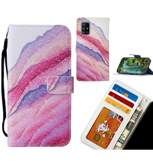 Galaxy A71 4G case leather wallet case printed ID