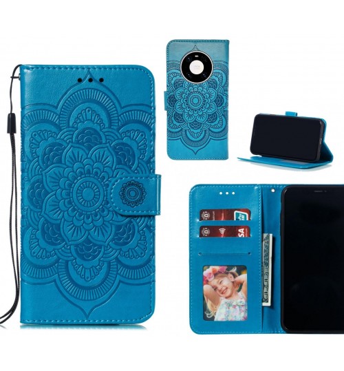 Huawei Mate 40 Pro Case Leather Wallet Case Embossed Pattern - Blue
