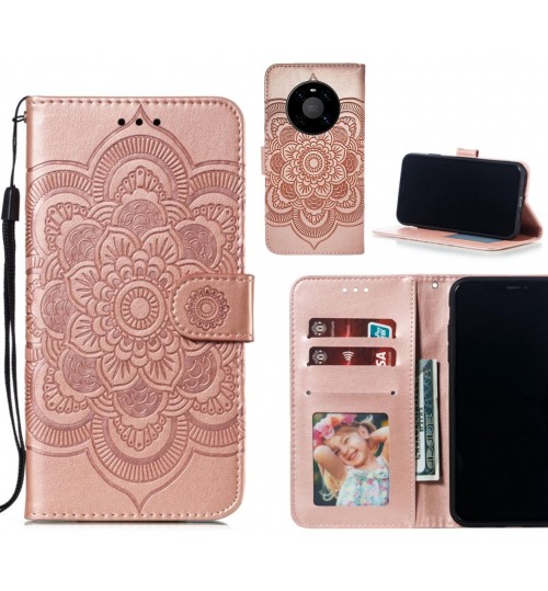Huawei Mate 40 Case Leather Wallet Case Embossed Pattern - Rose