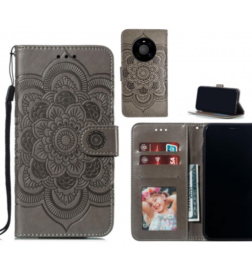 Huawei Mate 40 Case Leather Wallet Case Embossed Pattern - Grey