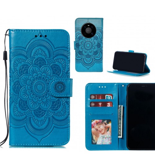 Huawei Mate 40 Case Leather Wallet Case Embossed Pattern - Blue