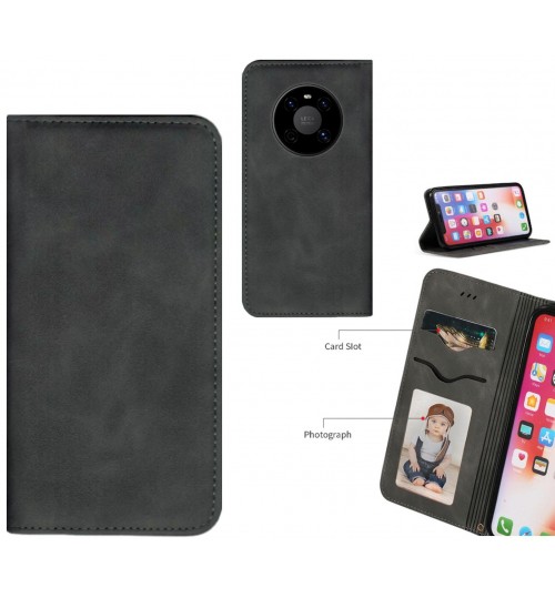 Huawei Mate 40 Case Premium Leather Magnetic Wallet Case - Black