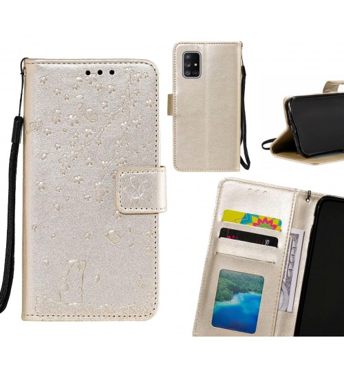 Galaxy A71 4g Case Embossed Wallet Leather Case - Gold