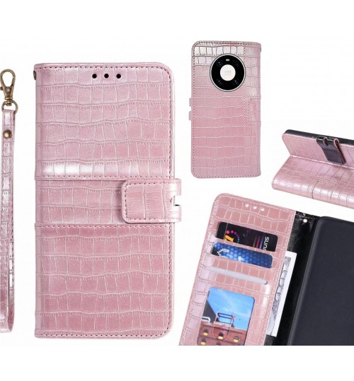 Huawei Mate 40 Pro Case Croco Wallet Leather Case - Pink