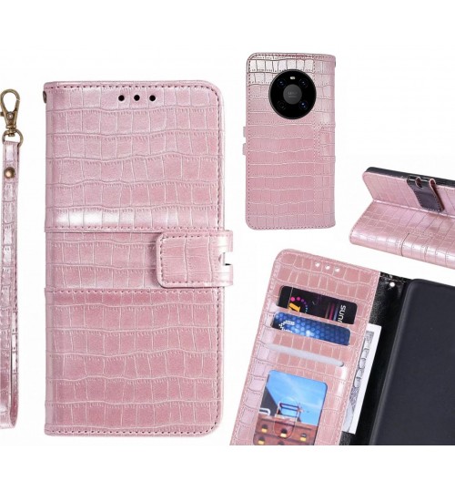 Huawei Mate 40 Case Croco Wallet Leather Case - Pink
