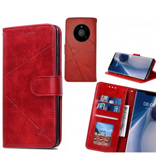 Huawei Mate 40 Case Fine Leather Wallet Case - Red