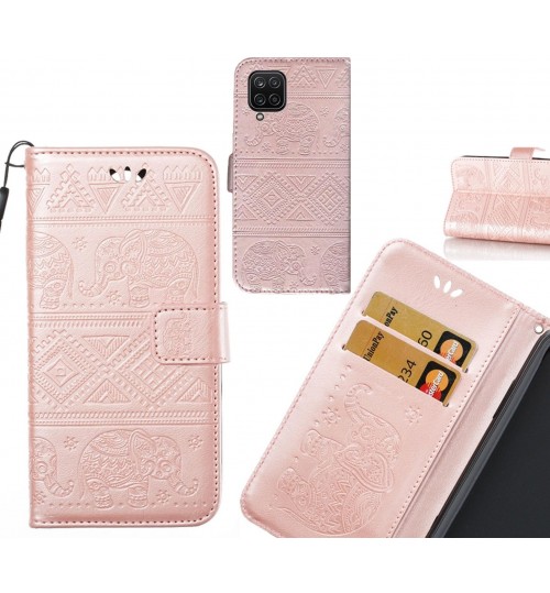 Samsung Galaxy A12 case Wallet Leather case Embossed Elephant Pattern